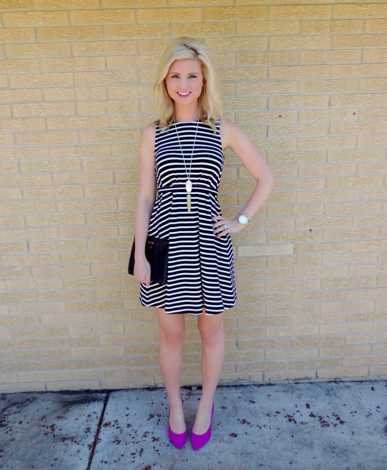 Black and White Stripes with Pink Heels!