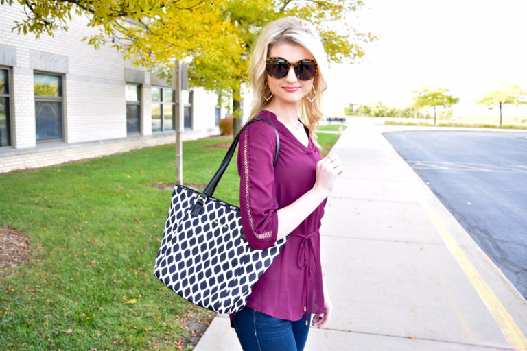 The Perfect Burgundy Tunic and Ikat Spot Tote