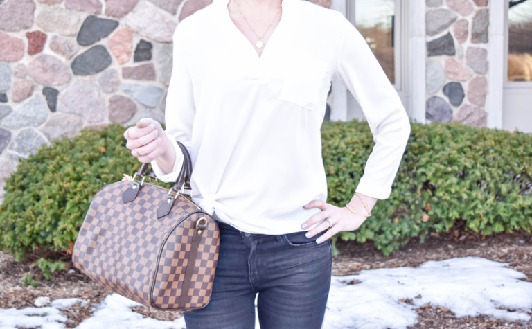 Classic White Pocket Shirt + Dark Jeans