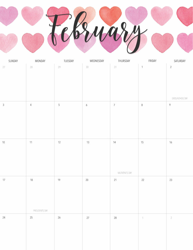 Happy February! + Free February 2019 Printable Calendar