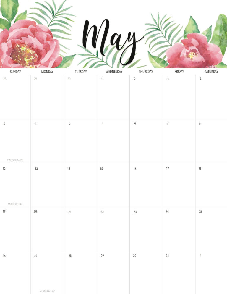 Welcome May Flowers + Free May 2019 Printable Calendar!