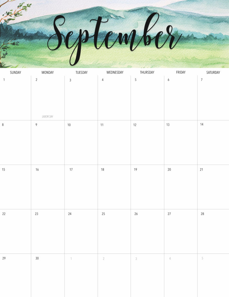 FREE September 2019 Calendar Printable