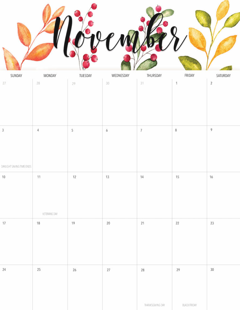 Welcome November + Free November 2019 Printable Calendar!